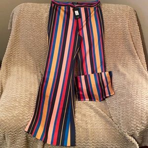 Multi-colored flair pants.